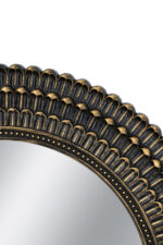 Round Black And Gold Wooden Accent Mirror With Woven Texture - Image 3