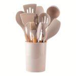 12 Piece Grey Silicone Kitchen Utensil Set with Holder - Image 9