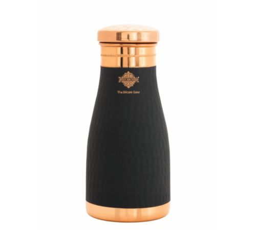 Black & Copper Hammered Water Bottle