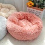 Pet Dog Bed Warm Fleece Round Dog Kennel House - Image 2