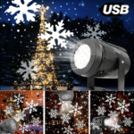 USB Powered Snowflake Projector Light White Snow Pattern Rotating LED - Image 3