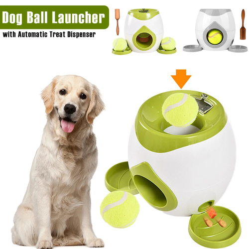 Dog Ball Launcher with Automatic Treat Dispenser Interactive Dog Ball