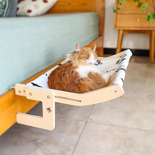Cat Bedside Hammock & Window Perch, Cat Bed Attachment for Human Bed,