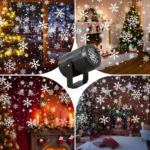 USB Powered Snowflake Projector Light White Snow Pattern Rotating LED - Image 6