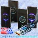 120W Type C to Type C Cable Phone Super Fast Charging Cable With LED - Image 5