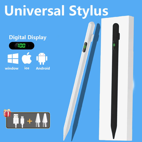 Universal Stylus Pen With LED Digital Power Display For iPad Samsung