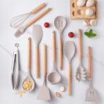 12 Piece Grey Silicone Kitchen Utensil Set with Holder - Image 2