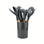 12 Piece Grey Silicone Kitchen Utensil Set with Holder - Image 10