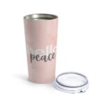 Insulated Tumbler - 20oz - Peach Marble Hello Peace - Travel Mug - Image 5